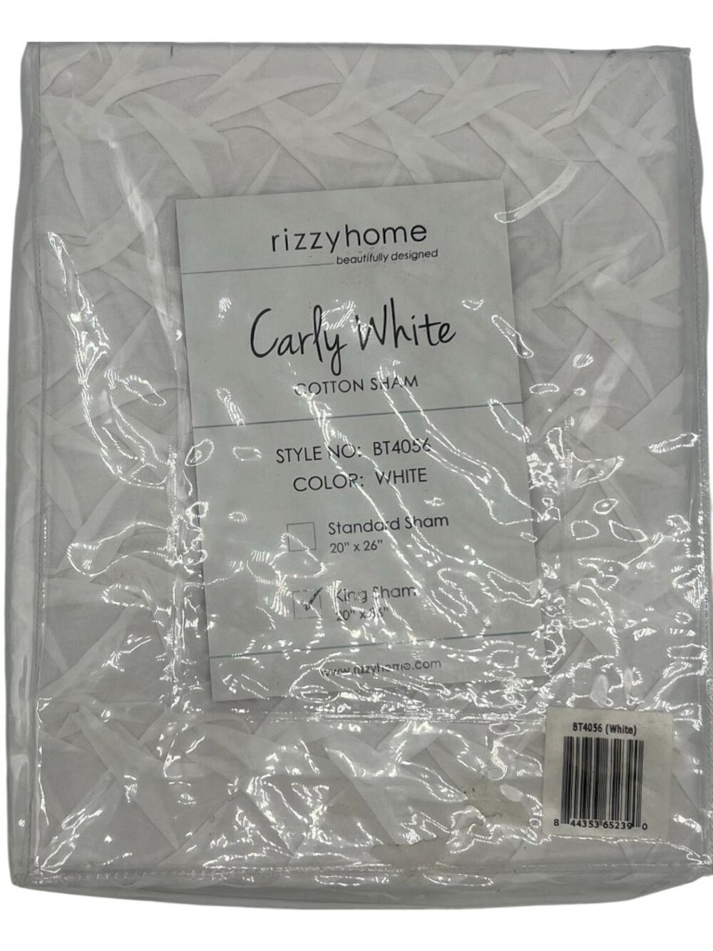 Rizzy Home Carly 100% Cotton King Sham 20" X 36" White Beautifully Designed